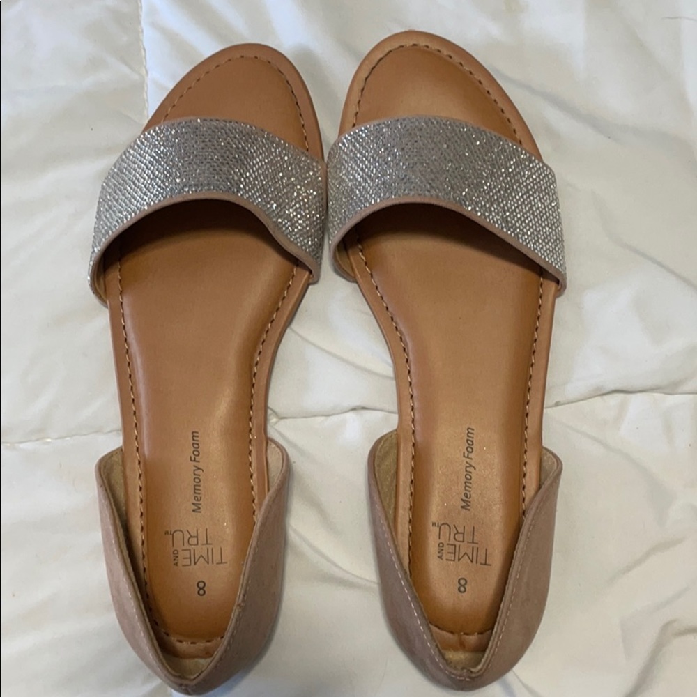 Time and true blush pink sparkly sandals